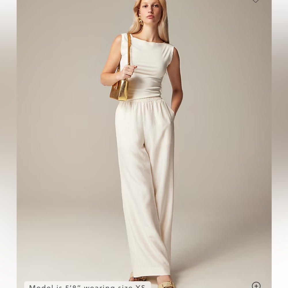 J. Crew Cream White Satin Stratus Pants